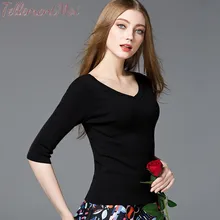 Women Solid Base Knitted T-Shirts V Neck Half Sleeve Sweaters Thin Elegant Wild Office Layd Slim Pullovers Bottoming Shirt Tops Women Solid Base Knitted T-Shirts V Neck Half Sleeve Sweaters Thin Elegant Wild Office Layd Slim Pullovers Bottoming Shirt Tops
