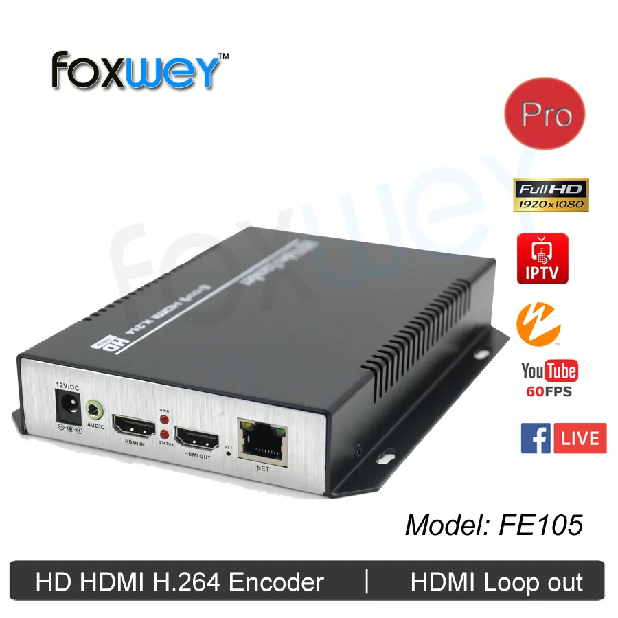 HD 1080P HDMI кодировщик к IP с HDMI петлей выхода, аудио вход, HDMI к h 264 кодировщик для прямого потока на facebook, youtube FOXWEY
