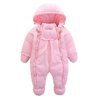 

Winter Baby Down Jacket Romper For Newborn Infant Girls Warm One-piece Duck Down Thickened Coat 1-2yrs Kids Outerwears