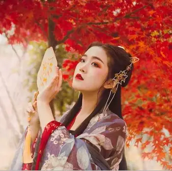 

Chinese Hanfu Traditional Clothing Women Suits Jacket + Skirt Long and Large Wide Sleeve Tube Unique Costume Dress Uniform