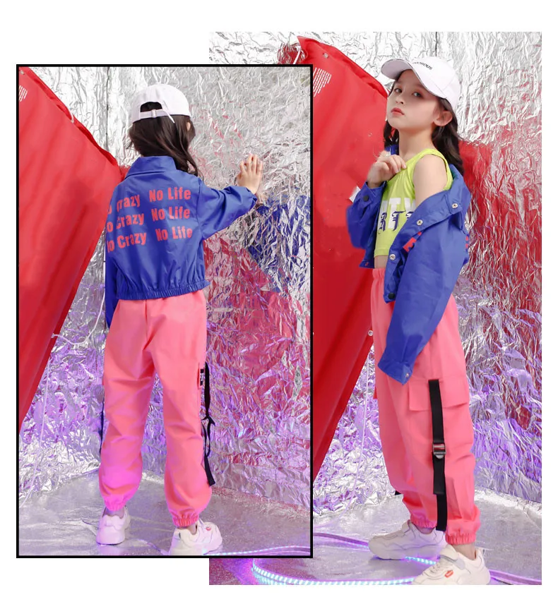 Комплект изысканной одежды для девочек 4, 6, 8, 10, 12, 14, 16, 18 лет, джазовые танцевальные костюмы в стиле хип-хоп для детей, весенне-осенняя одежда для девочек