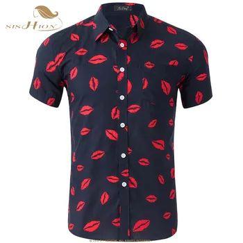 

SISHION Mens Summer Beach Hawaiian Shirt GD025 Brand Short Sleeve Plus Size Floral Shirts Men Casual Holiday Vacation Clothing