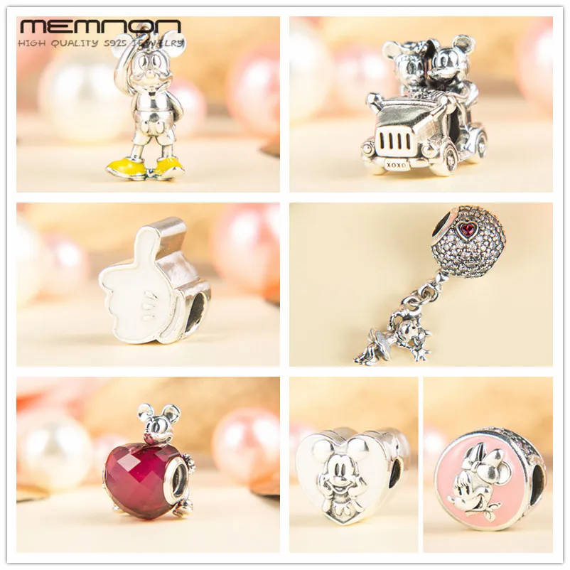Memnon 2018 cartoon collection Vintage Car charms with heart 925 sterling silver animals beads fit bracelets necklace DIY DS103 memnon
