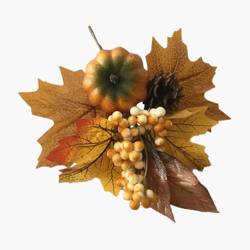 

10.6 Inch Artificial Fall Pumpkin Berry Maple Leaf Pine Cone Flower Pick Floral Fillers Autumn Season Wedding Home Decoration
