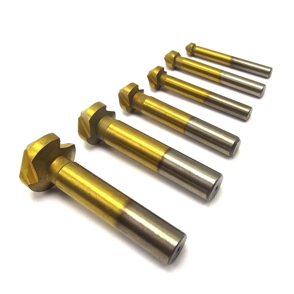 Brand 6pcs/Set 3 Flute HSS Hard Metals Titanium Three Edge Chamfer Chamfering End Mill Cutter Bit Countersink Set Drill Bit Brand 6pcs/Set 3 Flute HSS Hard Metals Titanium Three Edge Chamfer Chamfering End Mill Cutter Bit Countersink Set Drill Bit