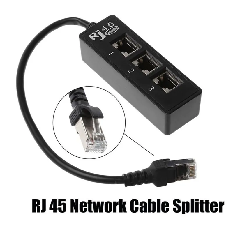 

1pc 0.2m RJ45 Cable Splitter 1 to 3 Socket Ethernet Network LAN Cable Splitter Extend Adapter Connector