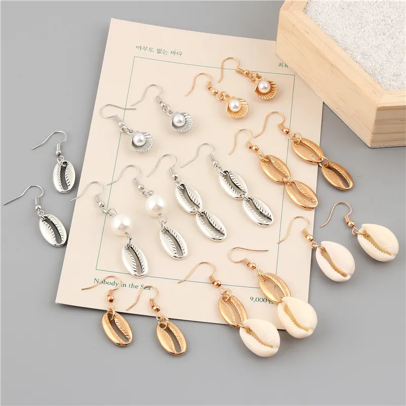 

1Pair 2019 New Europe Simple Cute Silver Beach Sea Shell Conch Shape Earrings Women Jewelry Gfit