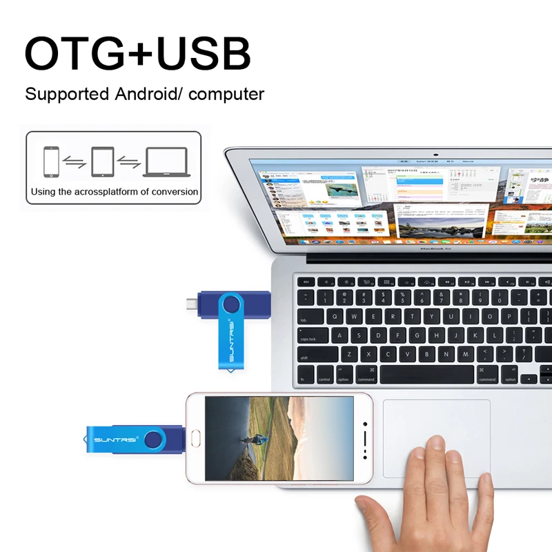 Suntrsi флеш накопитель 32 Гб usb 2 016 OTG флешка металлическая Флешка 64 ГБ для