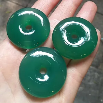 

donut shape natural green Chalcedony stone beads natural gemstone beads DIY loose beads for pendant making wholesale !