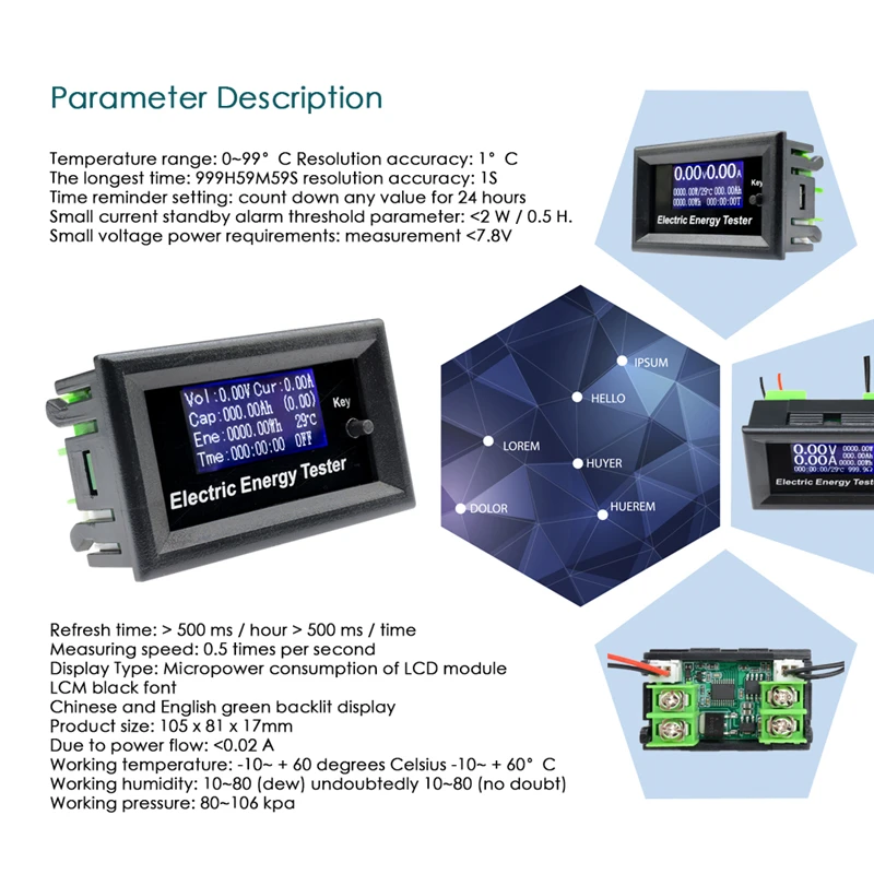 120V 20A цифровой Многофункциональный тестер детектор цифровой вольтметр Амперметр измеритель мощности синхронизации температуры энергии тестер емкости