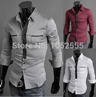 Men's Fashion Formal Casual Shirt Long Sleeve Classic Slim Fit Dress Shirts Tops Size M L XL XXL MN241 | Мужская одежда
