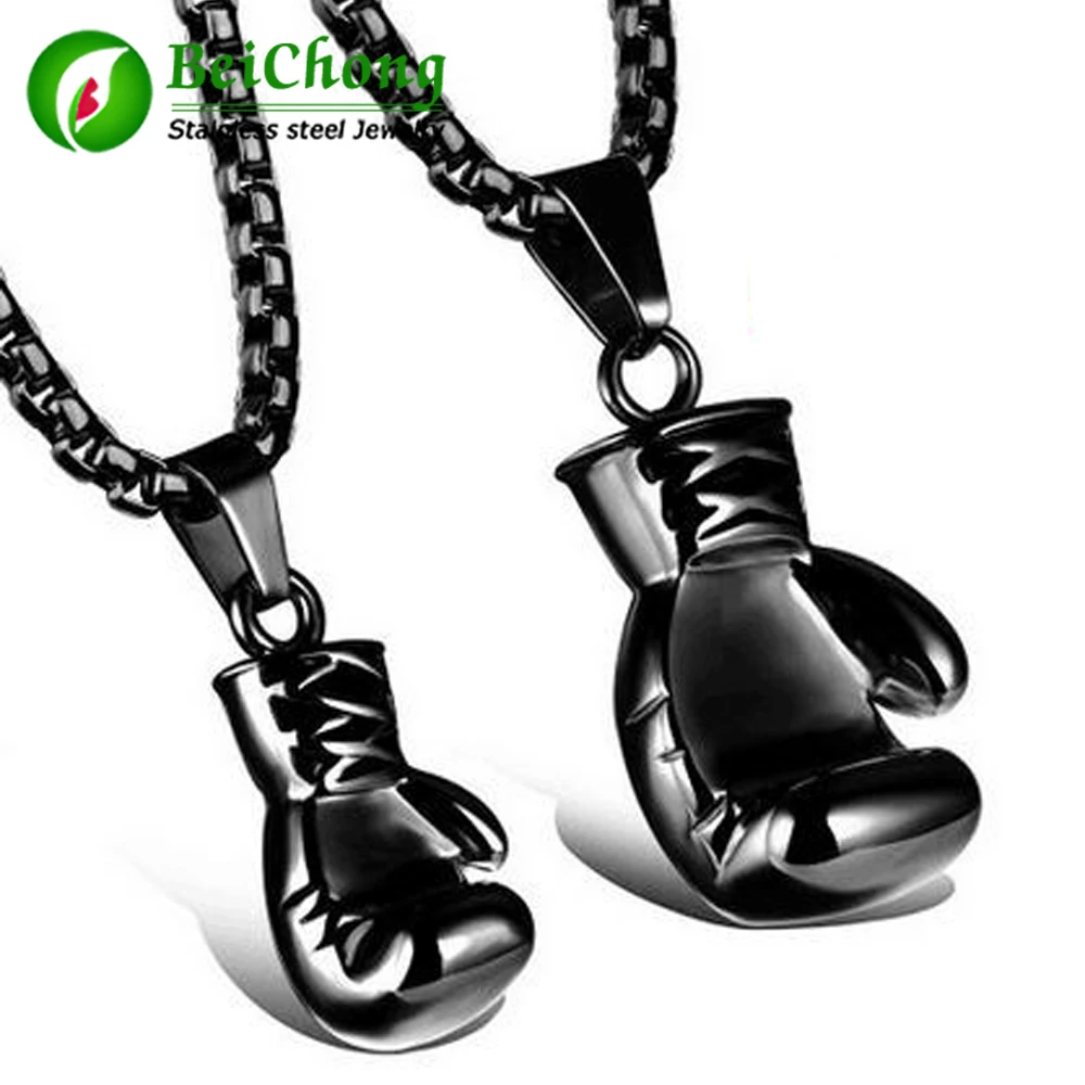 Black/Steel /Gold Fashion Mini Boxing Glove Necklace Boxing Pendants