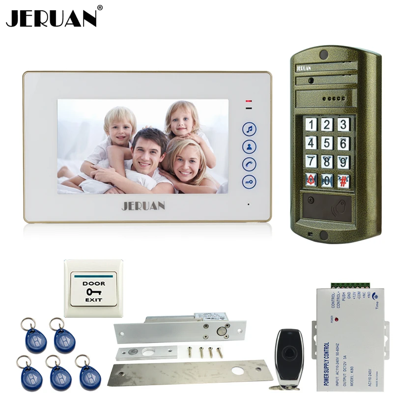 

HOME 7`` touch key Video Door Phone Intercom System kit 1 Monitor+ Metal Waterproof Access password keypad HD Mini Camera