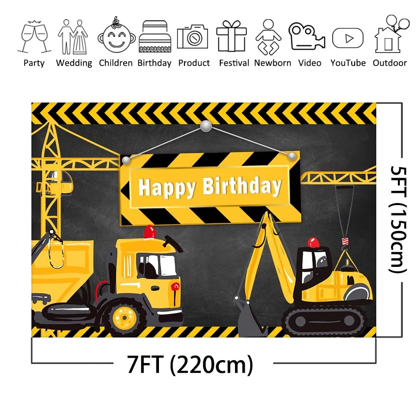 MEHOFOTO фон для строительства тема День Рождения фотографии фоны желтый грузовик вечерние декоративный фон для фотосъемки