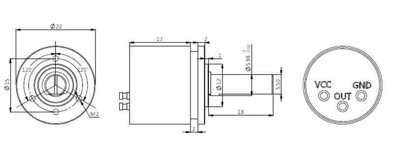 DC 5V Hall Angle Sensor Non contact Industrial 0-360 Degree Rotation Angular displacement Sensor