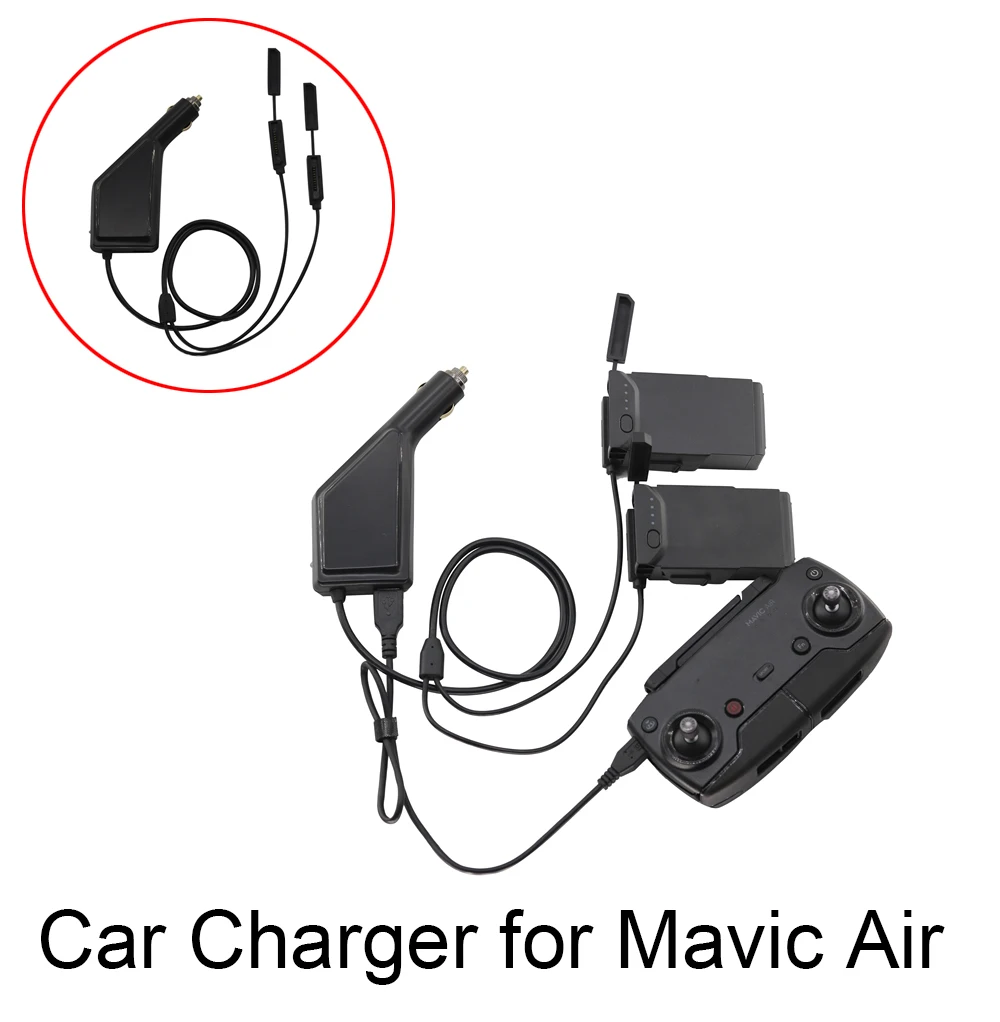 

Portable Car Charger for DJI Mavic Air Drone Flight Battery Remote Controller Travel Outdoor Charging Adapter Portable Light