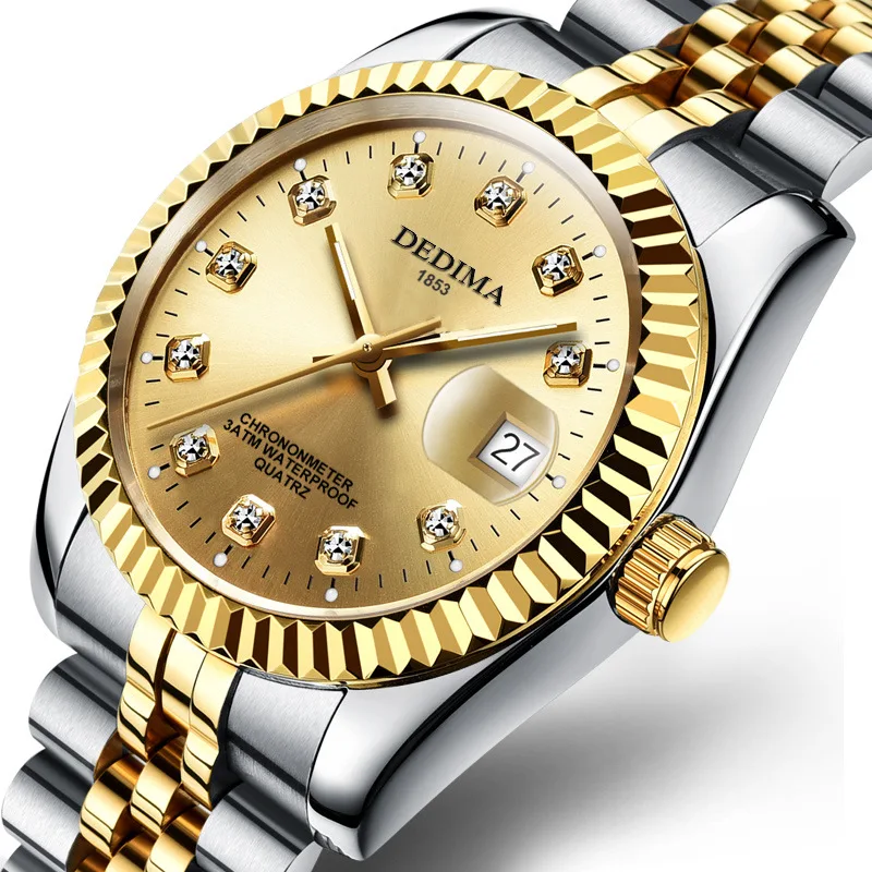 

Man Watches 2018 Brand Luxury Men Gold Quartz Diamond Waterproof Gift Dress Watch Relogio Feminino Fashion Casual