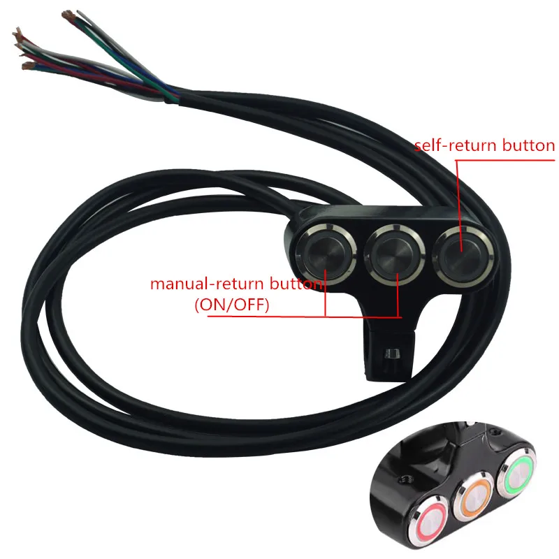 Universal de Buzina para Guidão Farol de Led para Motos com 7 22mm com Luz Interruptor - 8 Led 8 Chaves da motocicleta