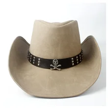 Зимняя винтажная Ретро Женская Мужская широкоугольная кожаная ковбойская шляпа ковбойская с кожаным ремешком