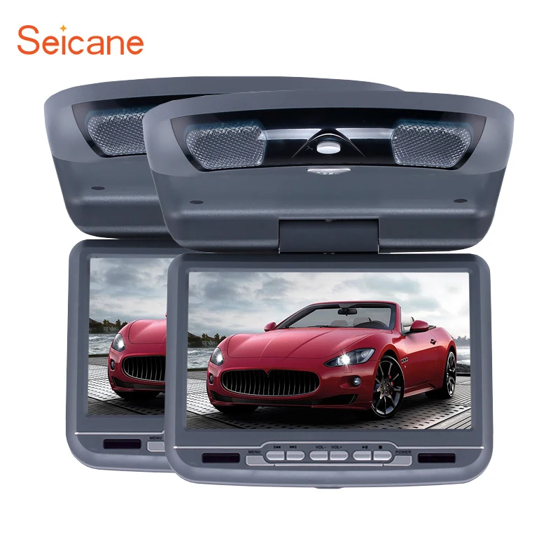 Seicane 800x480 ЖК-экран для установки на крыше автомобиля 9 дюймов TFT DVD плеер IR& FM передатчик флип вниз Поддержка 32 бит игры USB SD