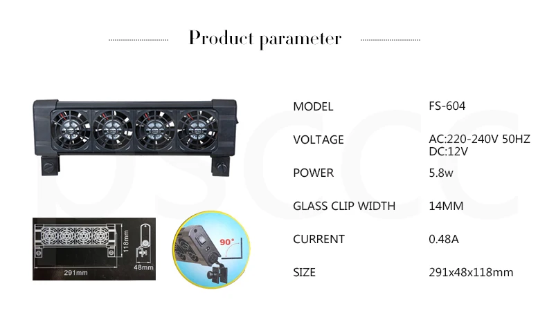 Low Power Consumption Chillers DC12V Cooling Fans Fish tank Marine Ponds Temperature controller 110-230V w/ 360 Rotating Mounter