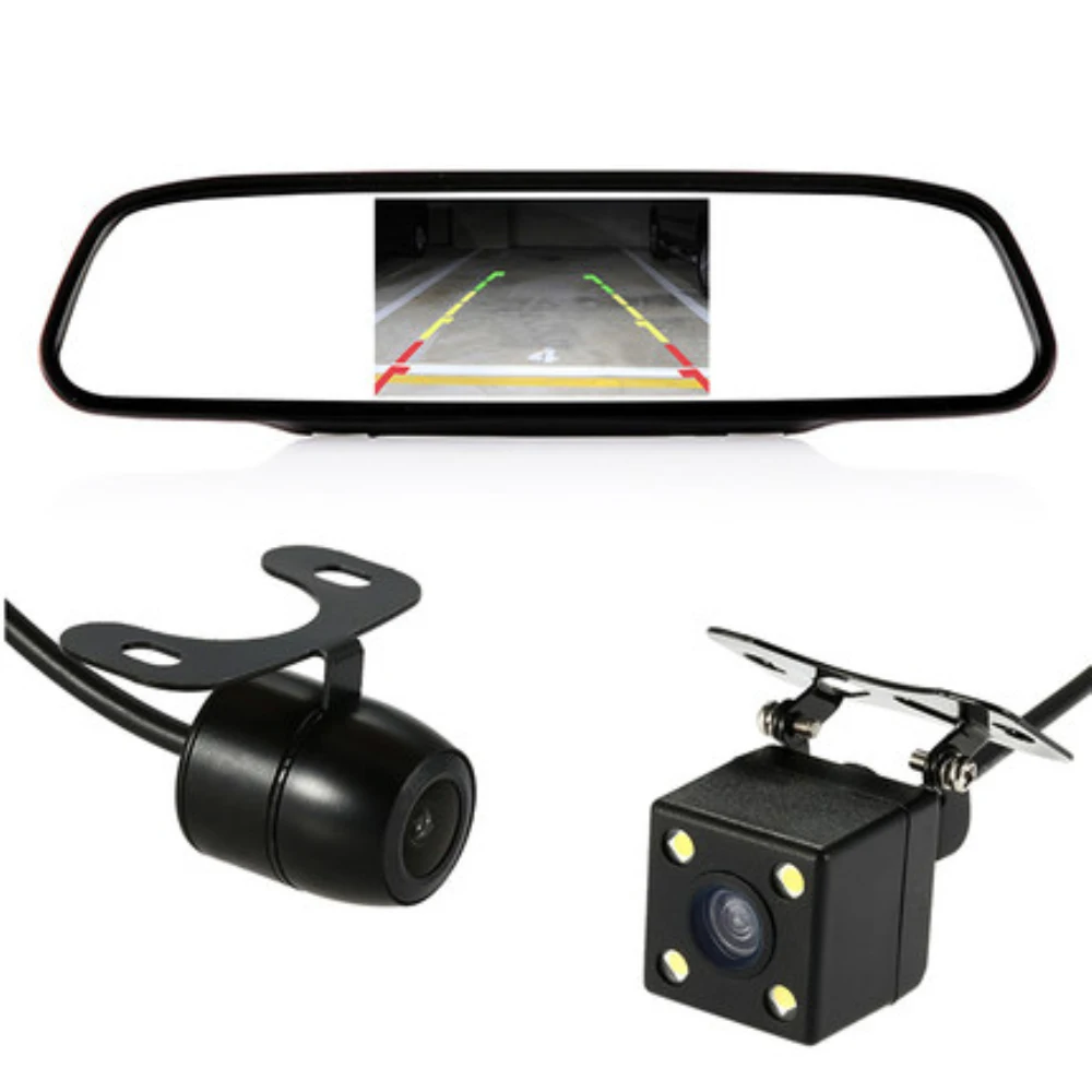 

4.3 inch LCD Display Car Rearview Mirror Monitor+Night Vision Car Rearview Backup CMOS Camera Waterproof