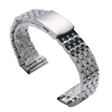 18 мм/20 мм/22 мм Серебряный ремешок из нержавеющей стали для наручных часов с 2 пружинными стержнями для наручных часов