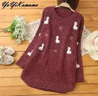 YoYiKamomo Winter Sweater Women 2018 New Japanese Mori Girl Long-sleeved Pregnant Embroidery Pullovers Knit Loose Women Tops