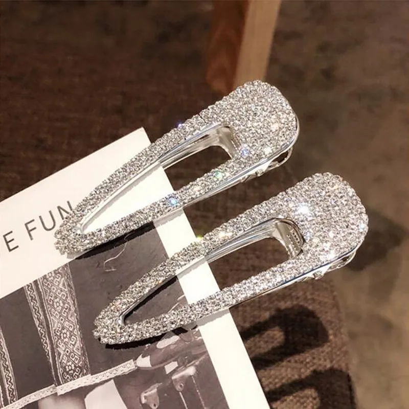 4Pcs 85MM White Glass Crystal Alloy Hair Clips Hairpins DIY Hairwear