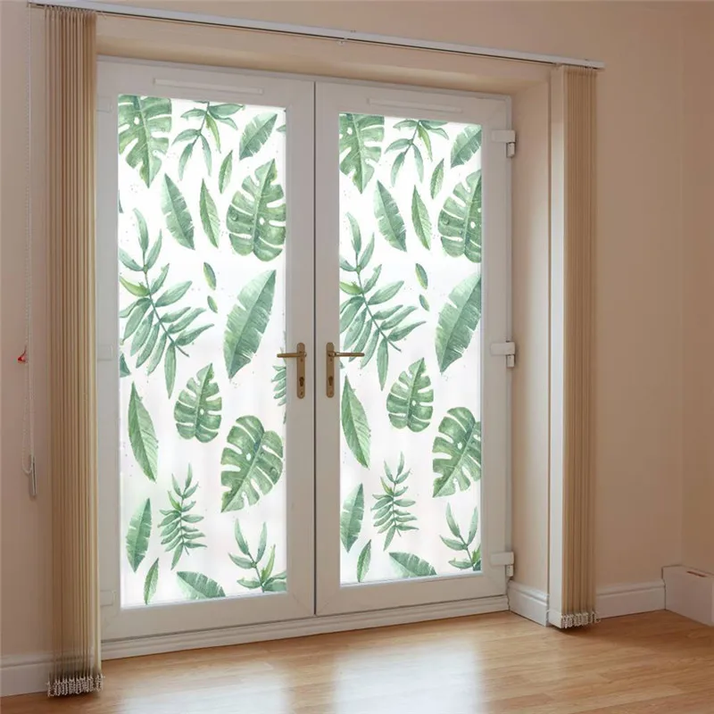 Window Frosted Glass Sticker Green Plant Type DIY Cuttable Light