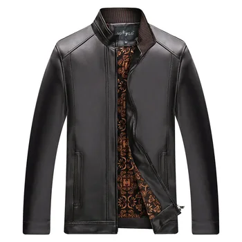 

HO new 2020 plus velvet collar washed PU leather men 's leather leisure warm