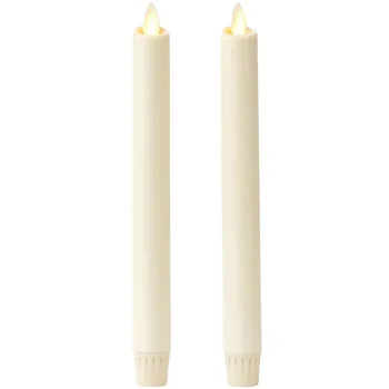 

Ksperway LED Set of 2 8" Ivory Unscented Wax Flameless LED Taper Candle with Silver Color Candle Holder, Timer and Remote