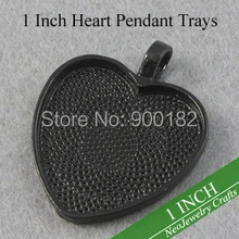 1 дюйм черное сердце подвесные подносы, черное сердце кулон ободок, 25 мм Сердце из кабошона установка