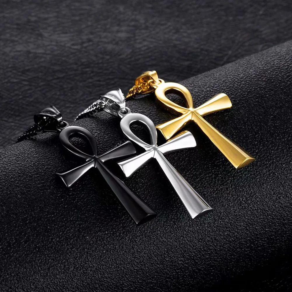 Religion Egyptian Ankh Crucifix Necklaces Cross Pendent Stainless Steel Symbol of Life Cross Necklaces Jewelry Gifts - Image 2