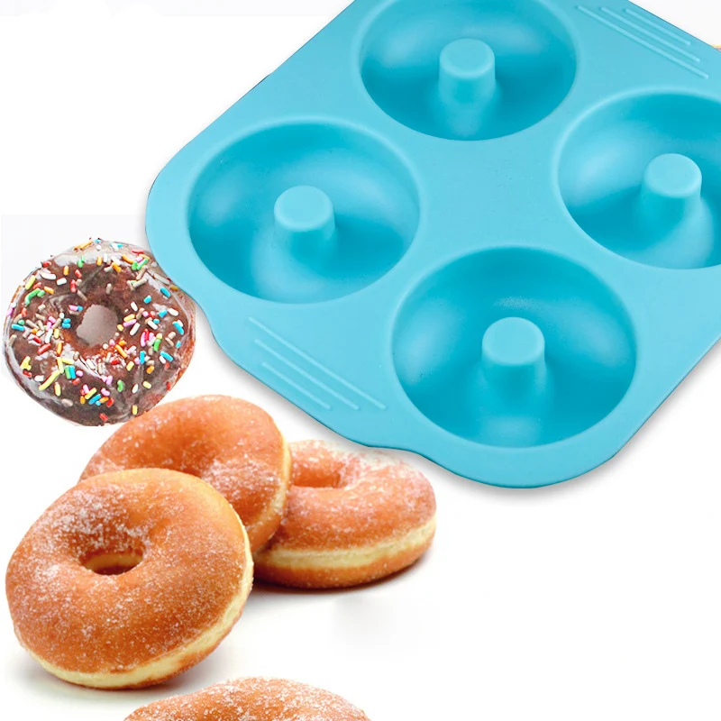 

4 Even Donut Baking Pan Silicone Doughnut Mold Non-stick Chocolate Fondant Molds Candy Soap Form Kitchen Accessories Baking Tool