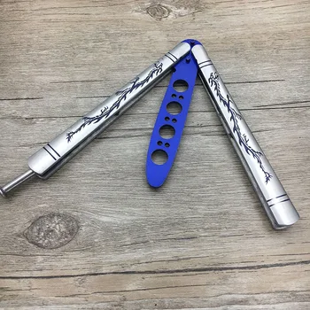 

High Quality knife Butterfly Folding titanize Stainless Steel Knife Blue Blade Game Dragon Trainer tool with holes