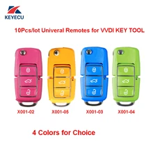 Xhorse 5 pçs colorido (rosa amarelo azul verde) universal remoto chave fob 3 botão para ferramenta chave vvdi, série x001