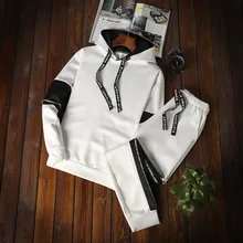 Плюс размеры M-4XL для мужчин демисезонный комплект одежды Новая мода повседневное мужской костюмы толстовка+ брюки для девоче