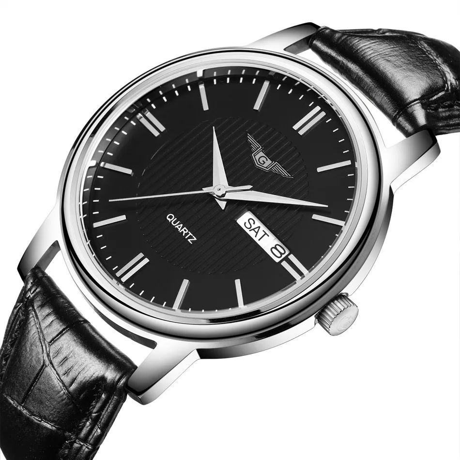 NEW GUANQIN Mens Watches Casual Date Week Quartz Watch Leather Strap Clock Men Wristwatch relogios masculino New Year Gifts (9)
