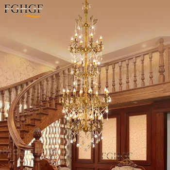 

Modern Large Chandeliers Light Long Stair Lighting Lustres lampadari Crystal Chandeliers Fixtures Lamp for Living Room Bedroom