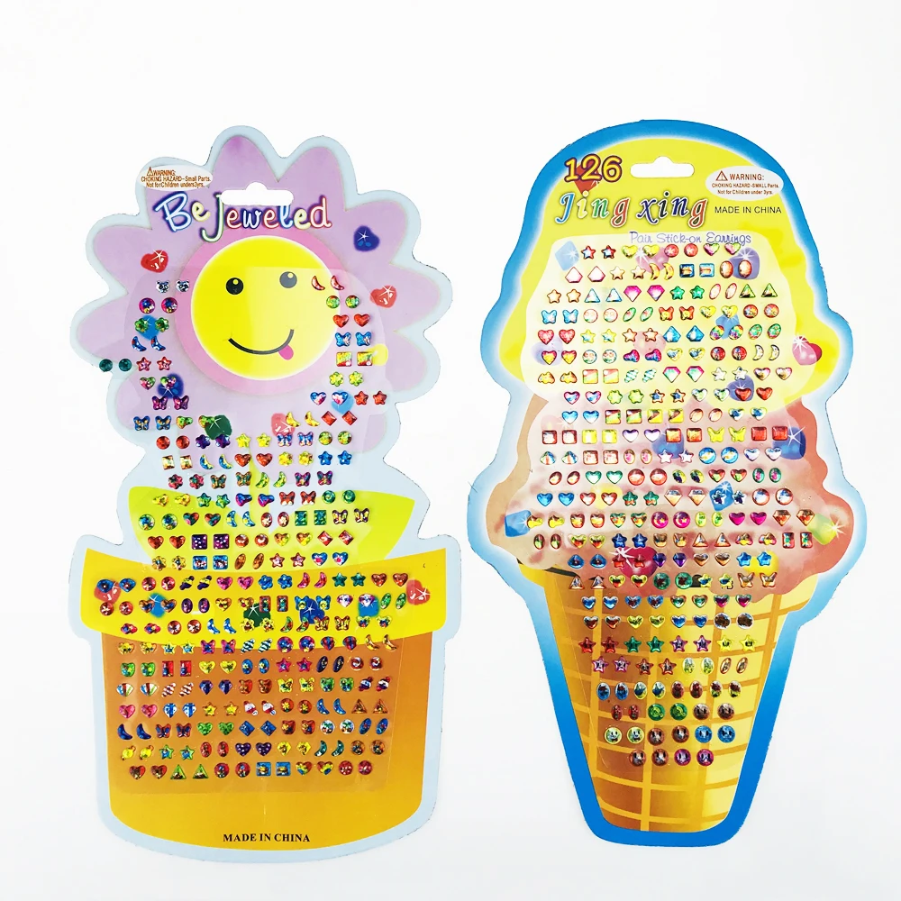 4Pcsset Cartoon Reward Crystal Stickers Toy Wonderful Children Earring huismerk kopen in de aanbieding