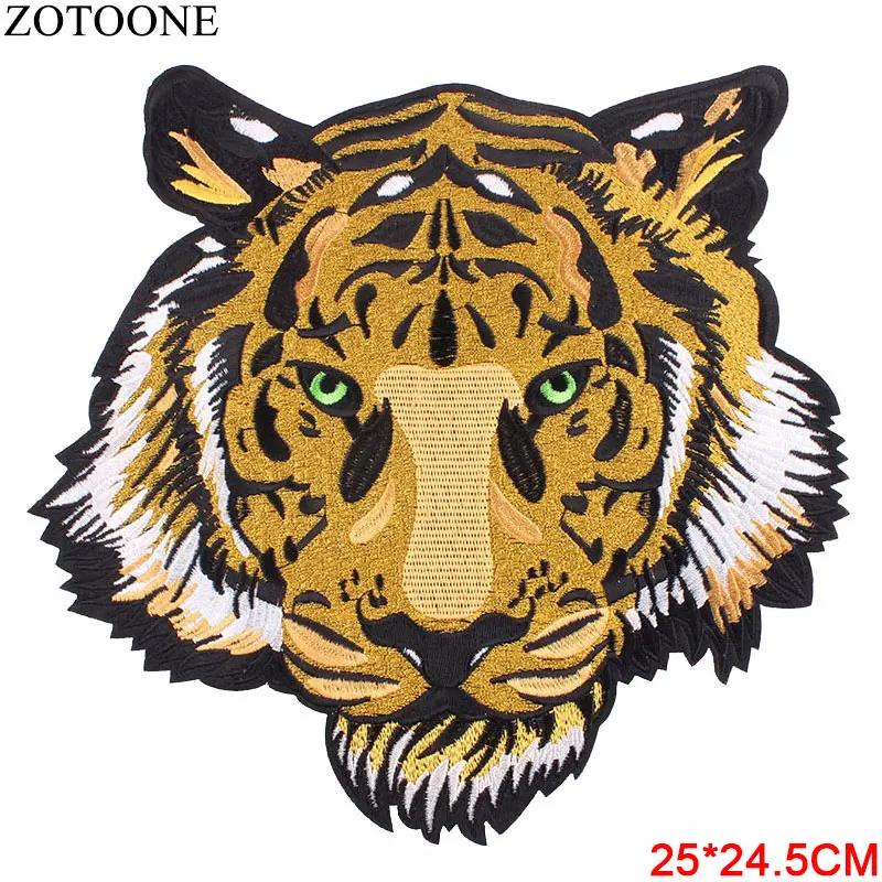 

ZOTOONE Big Tiger Patches for Clothing 25*24.5CM Embroidered Iron on Patch Applique Hat Coat Dress Accessories Cloth Sticker E