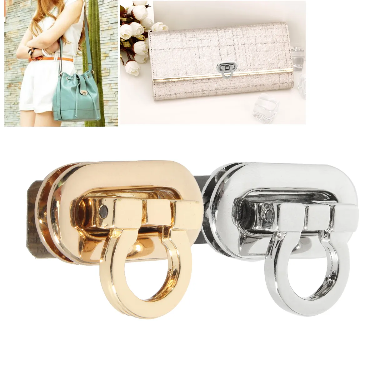 

3pcs Alloy Buckle Twist Turn Lock Snap Clasps Closure for DIY Snap Purse Hardware Metal Bag Accessories Parts Gold Silver Button