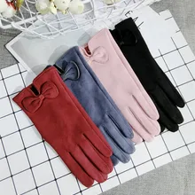 Новые корейские перчатки для сенсорного экрана, шерстяные теплые вязаные женские весенние зимние перчатки, красные, розовые, серые, черные элегантные варежки