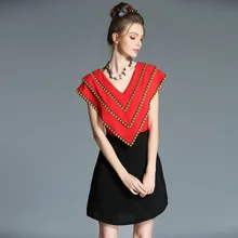 European Summer Dress V-neck Cloak Sleeves Loose Big Size Chiffon Dress L XL XXL XXXL 4XL 5XL Plus Size Women Clothing XR150