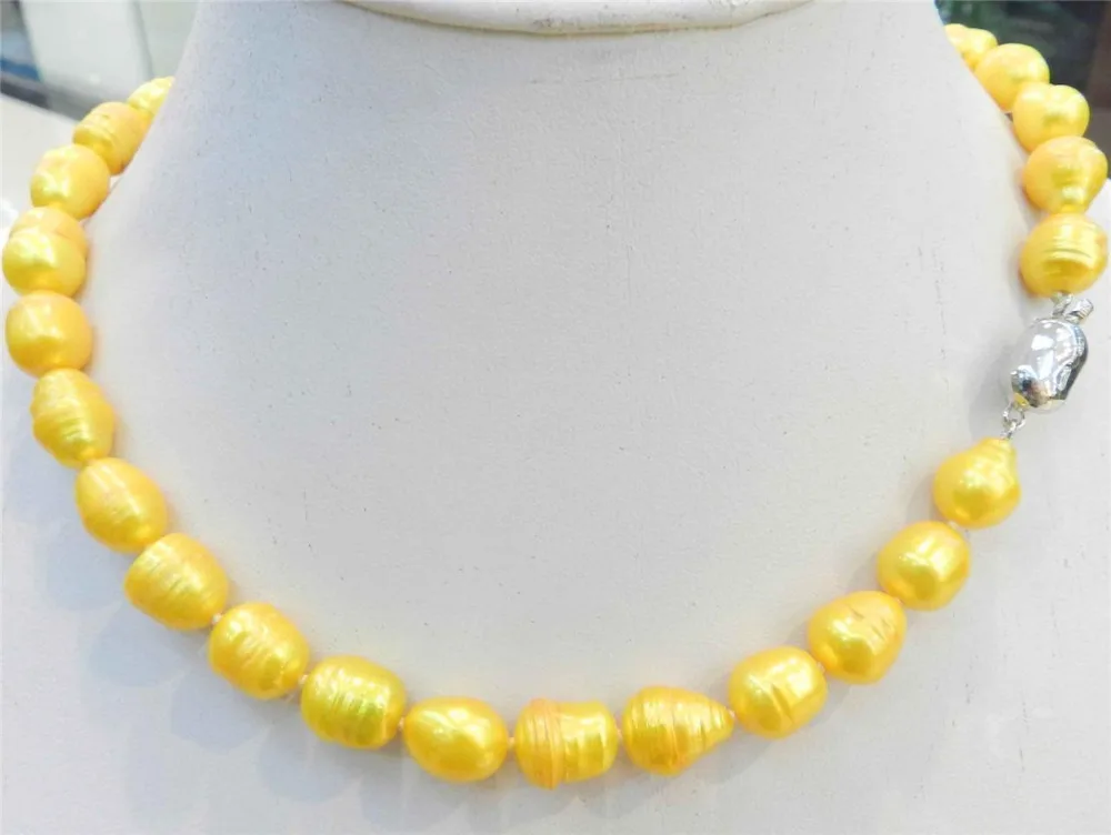 

NEW 10-11MM YELLOW GOLDEN NATURAL TAHITIAN PEARL NECKLACE 18" >Dongguan girl Store free shipping