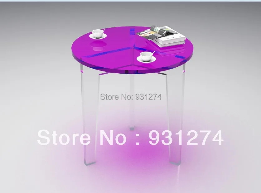 3 LEGS Round acrylic tea tables, Lucite coffee tables, Colored sofa tables