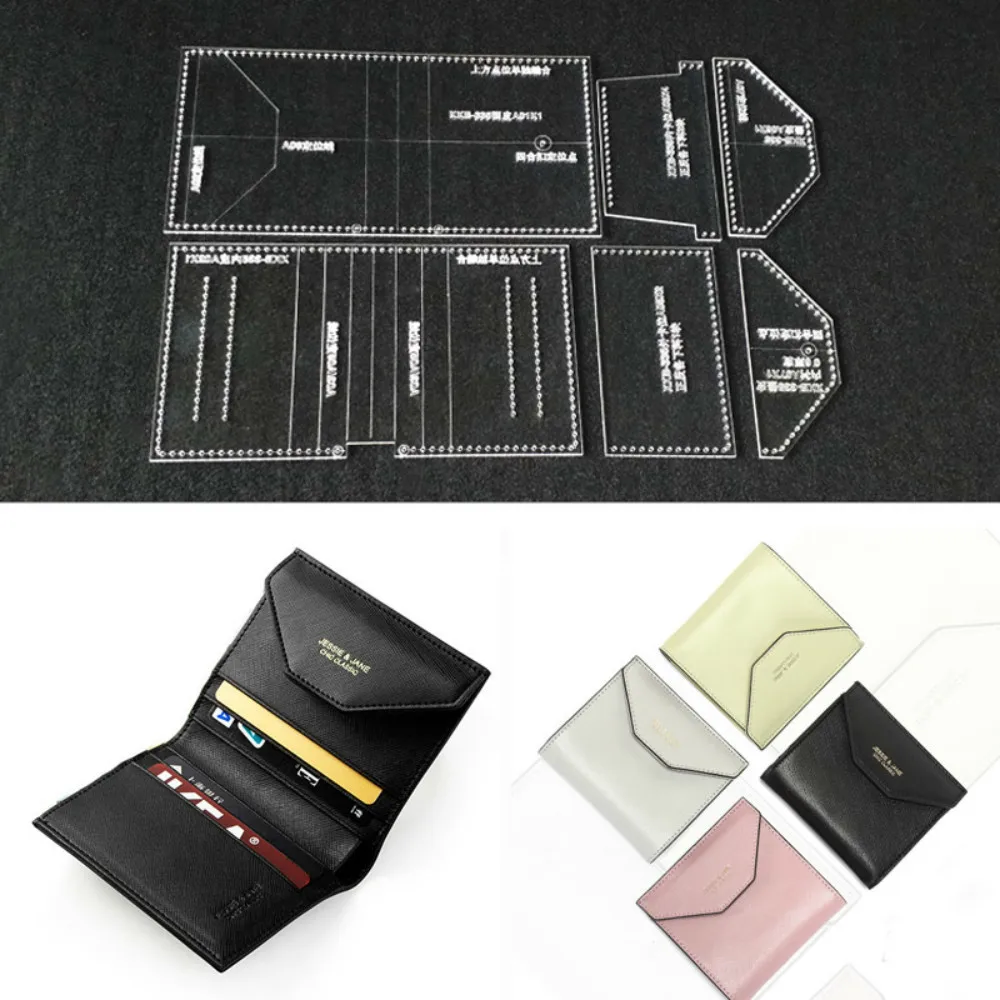 

Laser Cut Clear Acrylic Template Pattern For Diy Handmade Short Wallet Messager Bag Leather Craft Sewing Pattern Sewing Stencils