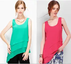 Новый по Заводской Цене Лето 2019 г. для женщин рубашки домашние муж., плюс размеры XXXL 4XL falbala Асимметричная шифоновый жилет, мода vestido blusas