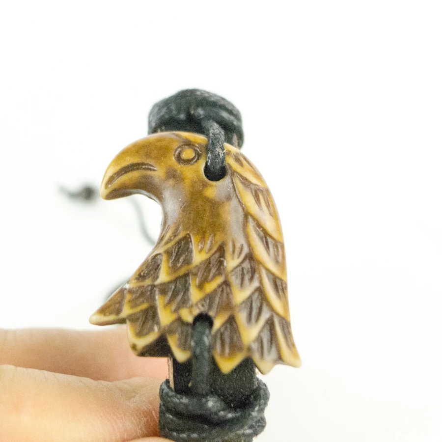 

Eagle Men's leather Bracelet limitation Yak Bone Material Bone Art Vintage Bracelets For Man #GZ410